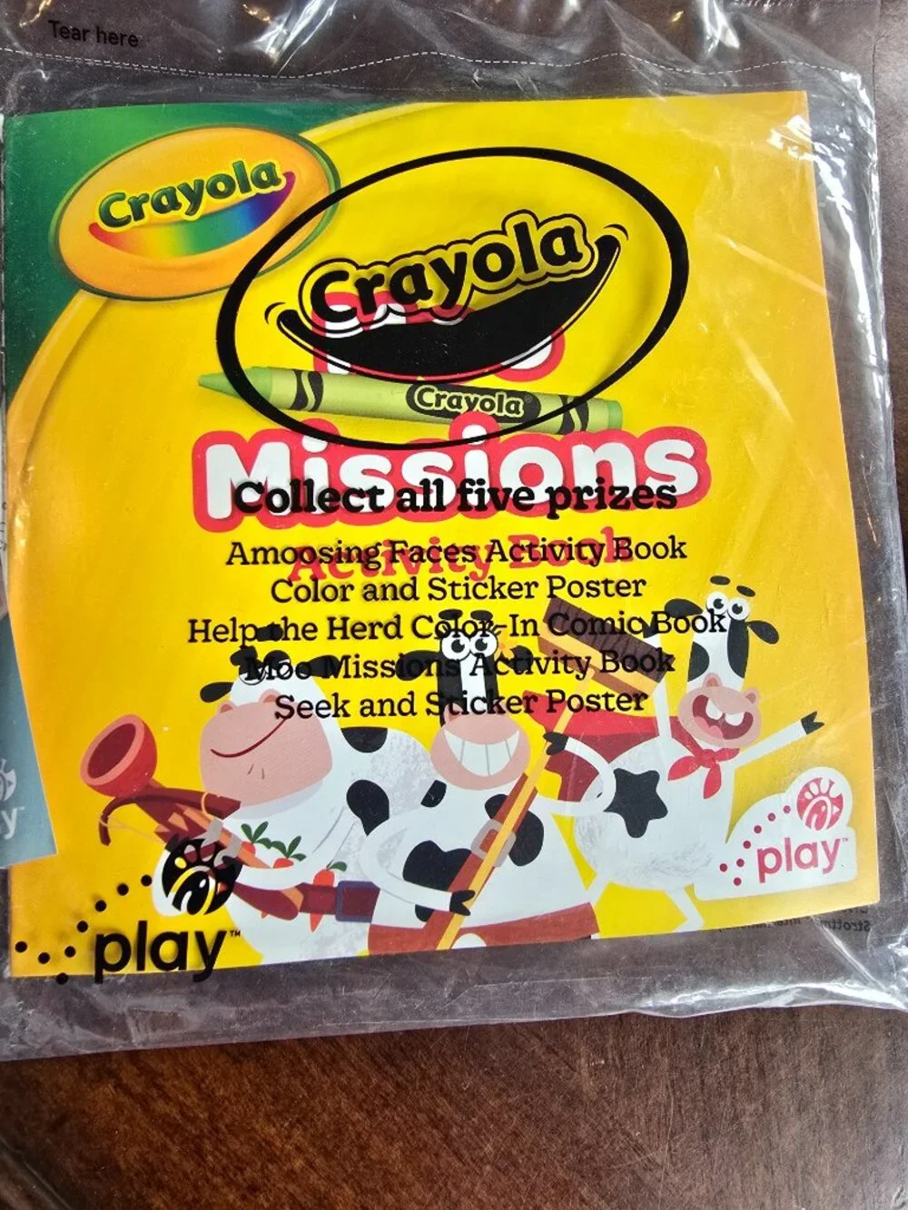 Chick-fil-A Crayola Play Kids Meal Toy Moo Missions Activity Book & Crayons Set